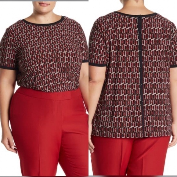 NWT Anne Klein Short Sleeve‎ Back Button Blouse 0X - Picture 1 of 8